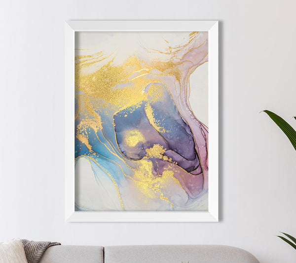Marmor mit Pastell abstrakt Goldfolie Druck