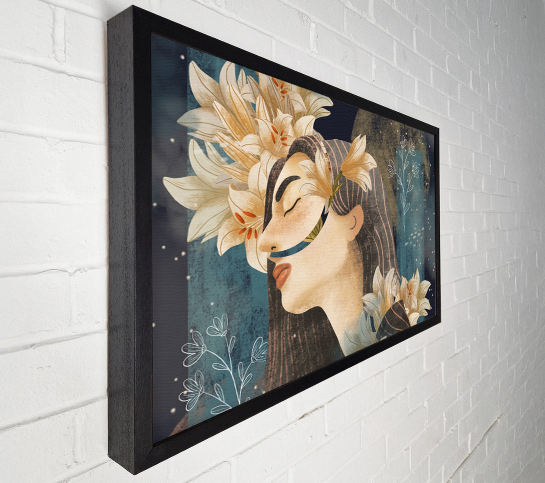  A Canvas Print of Cream Flowers Woman Canvas Wall Art