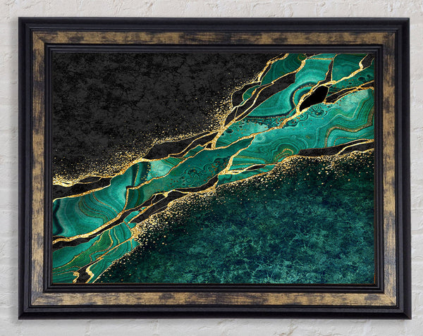 The Green And Gold Textures Framed Print