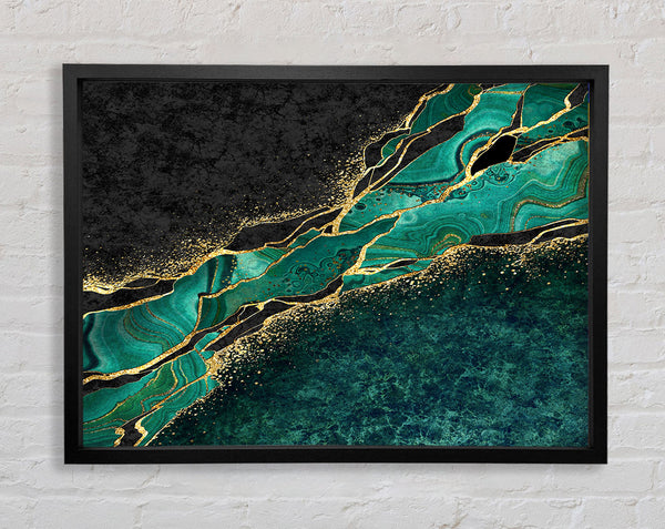 The Green And Gold Textures Framed Print