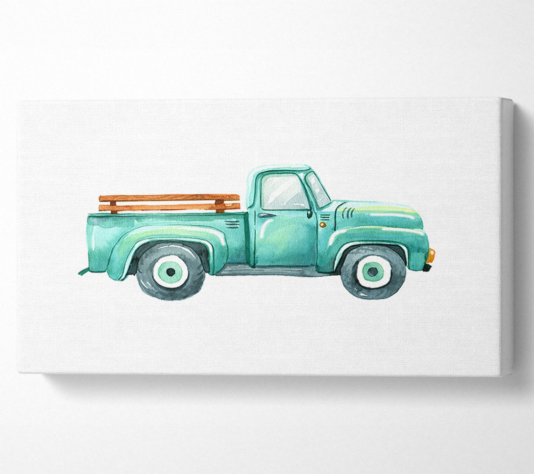  A Canvas Print of Pick Up Truck Watercolour Canvas Art