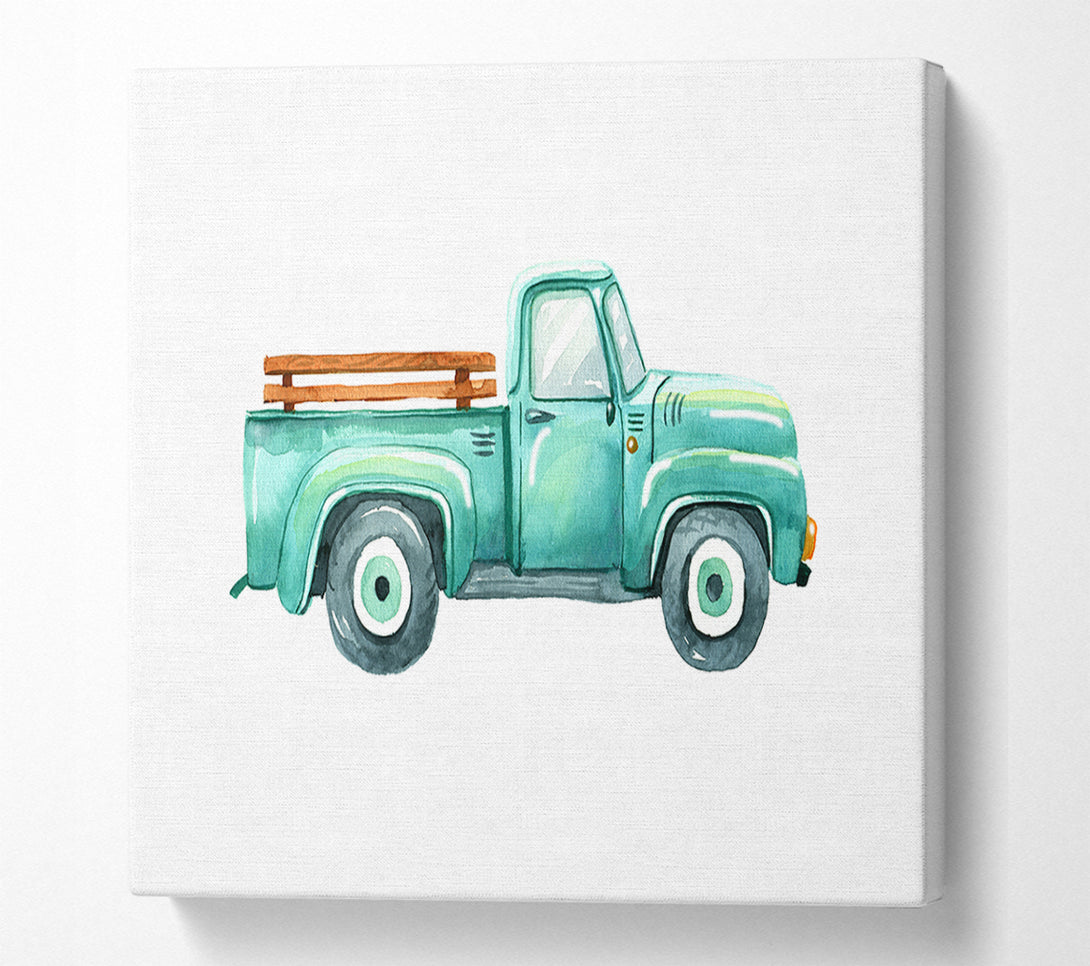  A Canvas Print of Pick Up Truck Watercolour Canvas Art