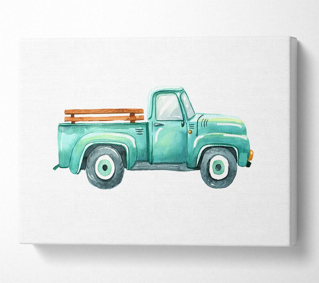 A Canvas Print of Pick Up Truck Watercolour Canvas Art
