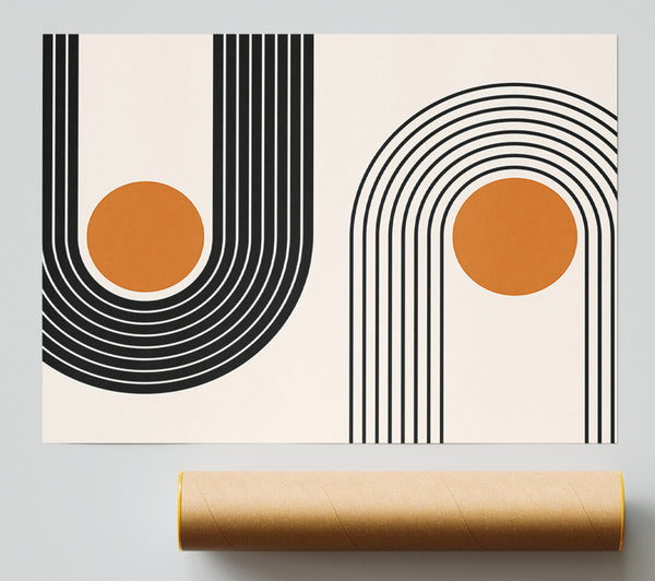 Curved Lines Round The Sun Print