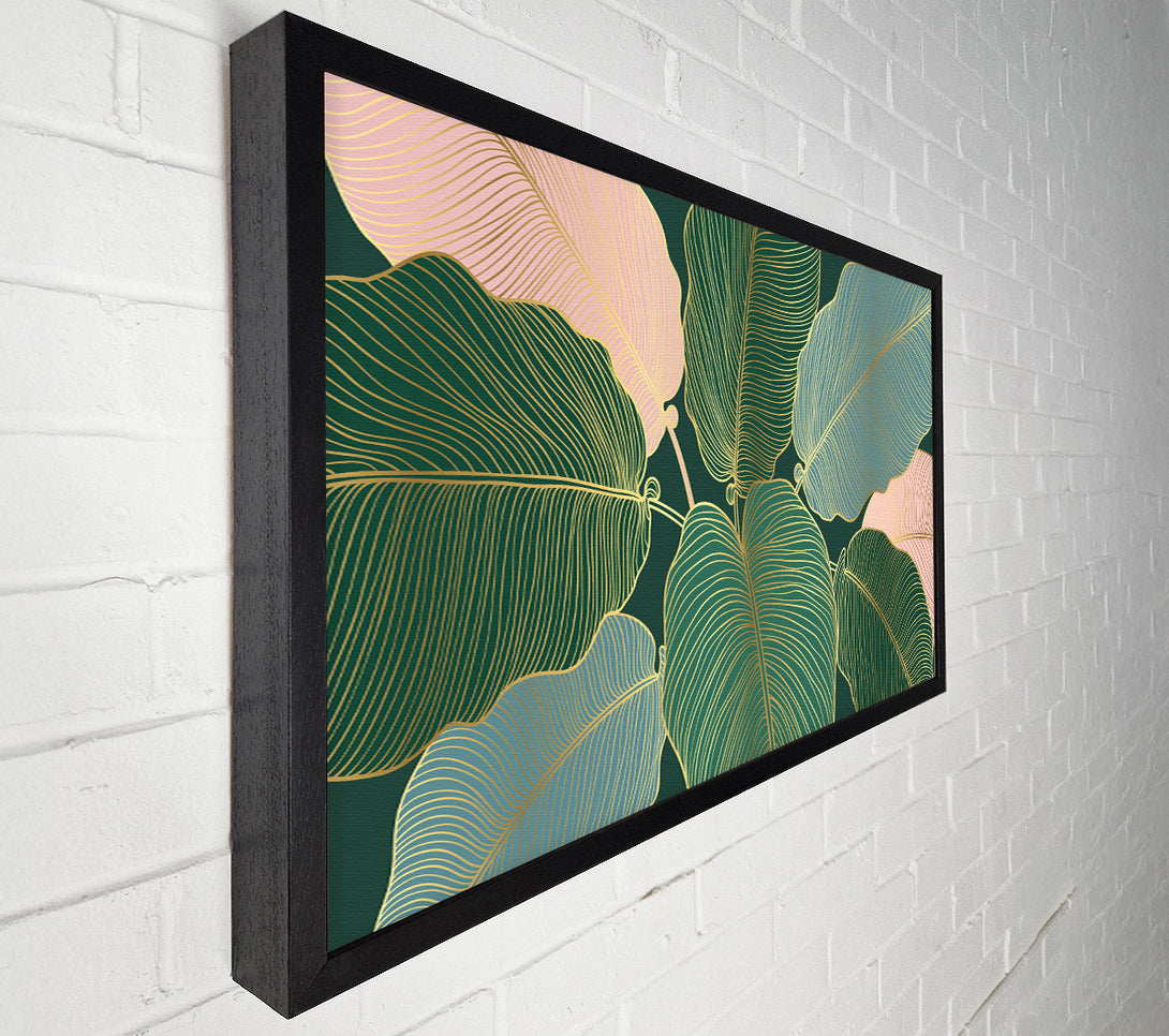  A Canvas Print of Palm Leaf Gold Lines Canvas Wall Art