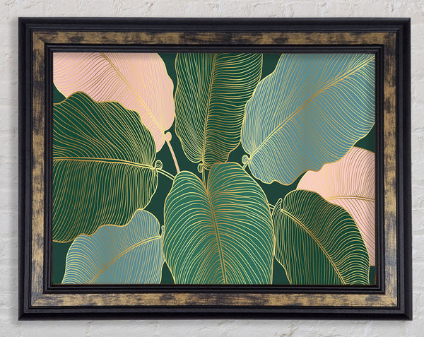 Palm Leaf Gold Lines Framed Print
