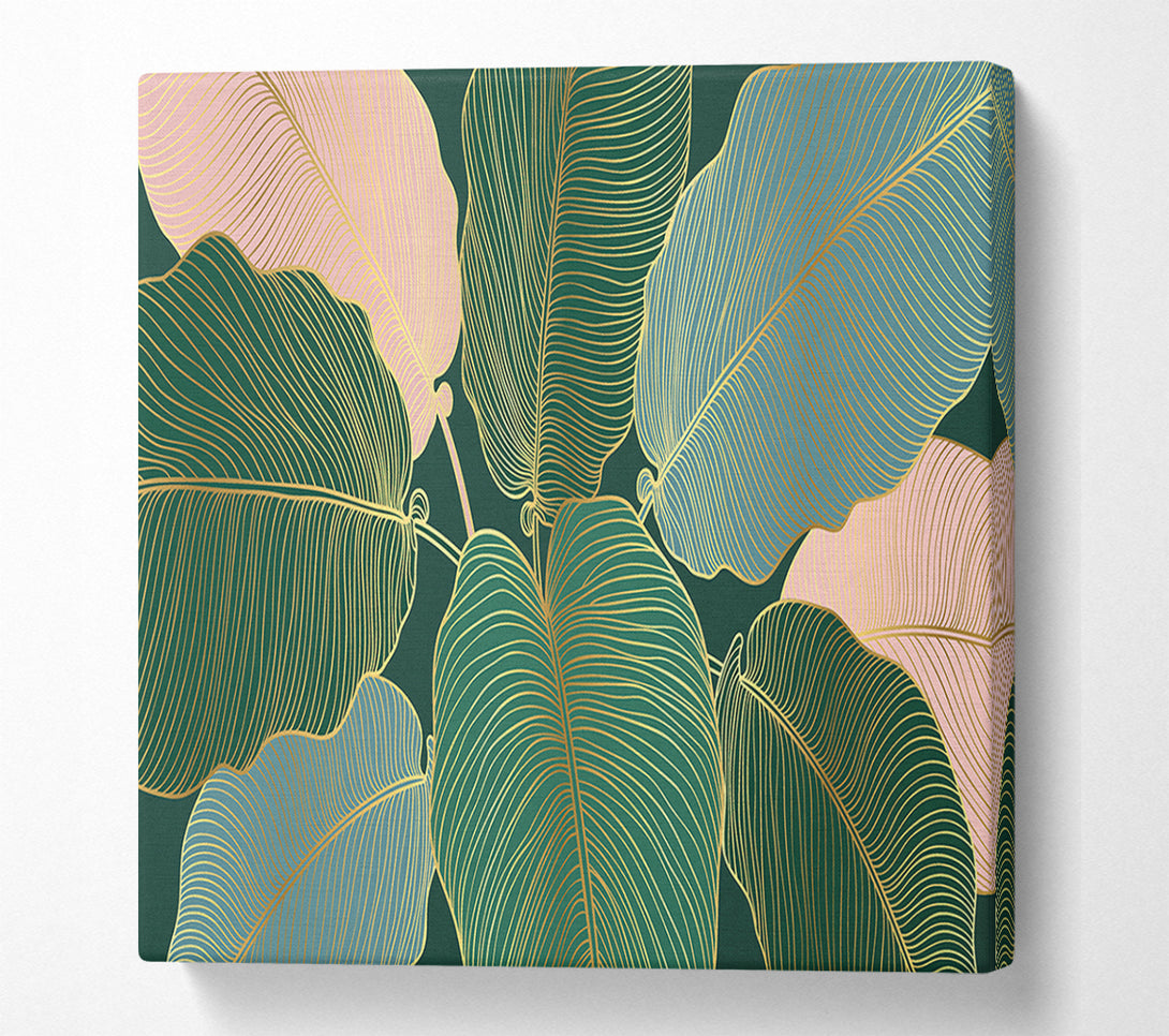  A Canvas Print of Palm Leaf Gold Lines Canvas Wall Art