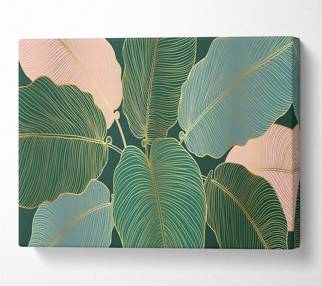  A Canvas Print of Palm Leaf Gold Lines Canvas Wall Art