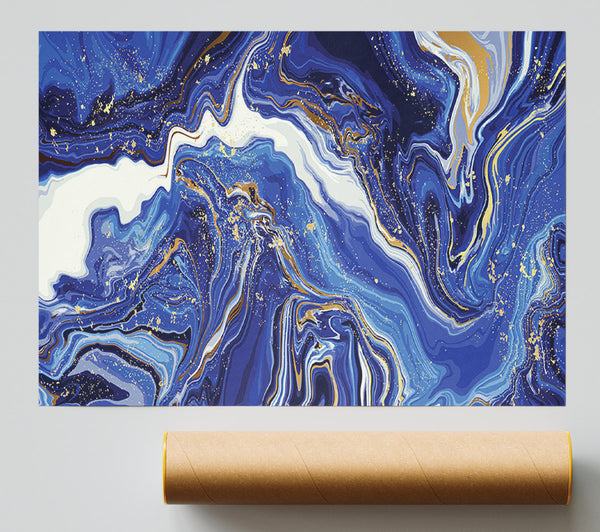 Blue And White Paint Mix Giclee Print
