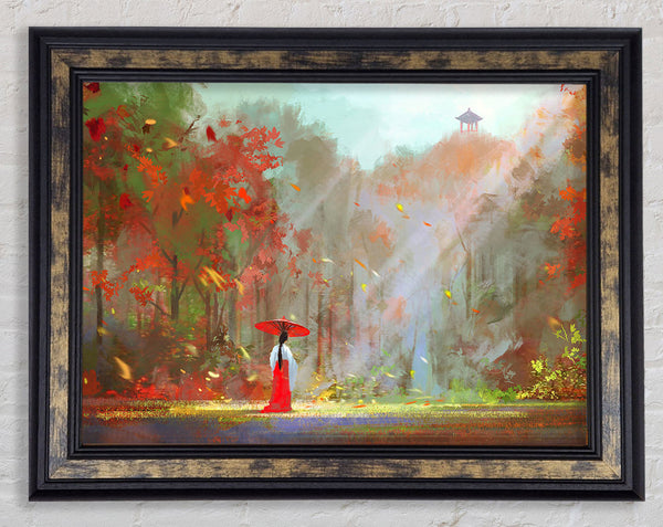 Geisha In The Woods Framed Print