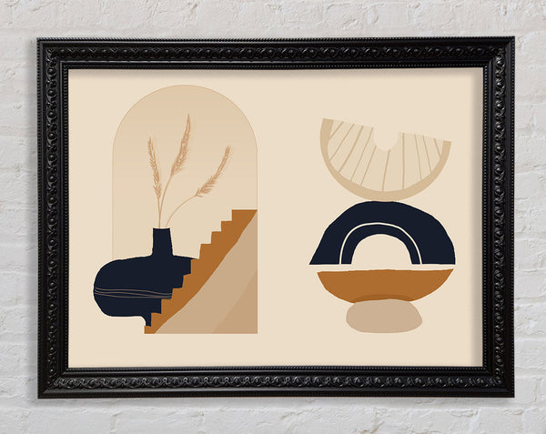 Mid Century Vase And Flower Framed Print