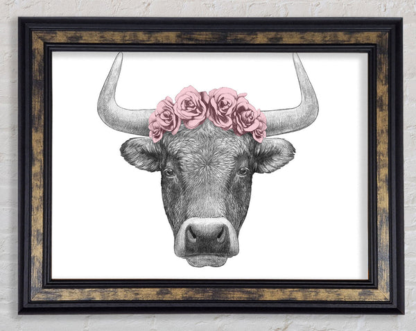 Rose Bull Head Framed Print