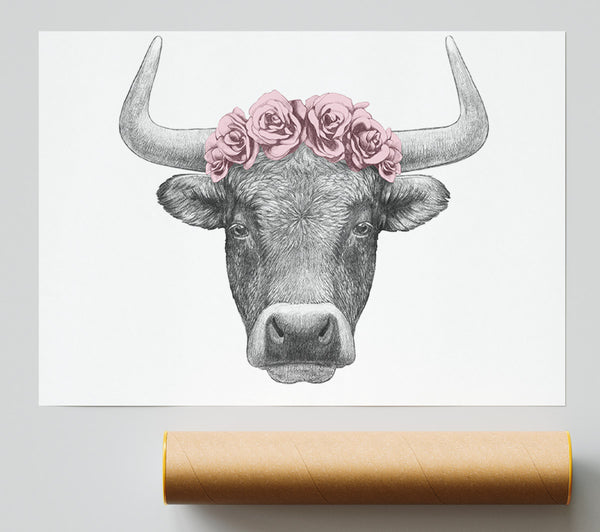 Rose Bull Head Poster