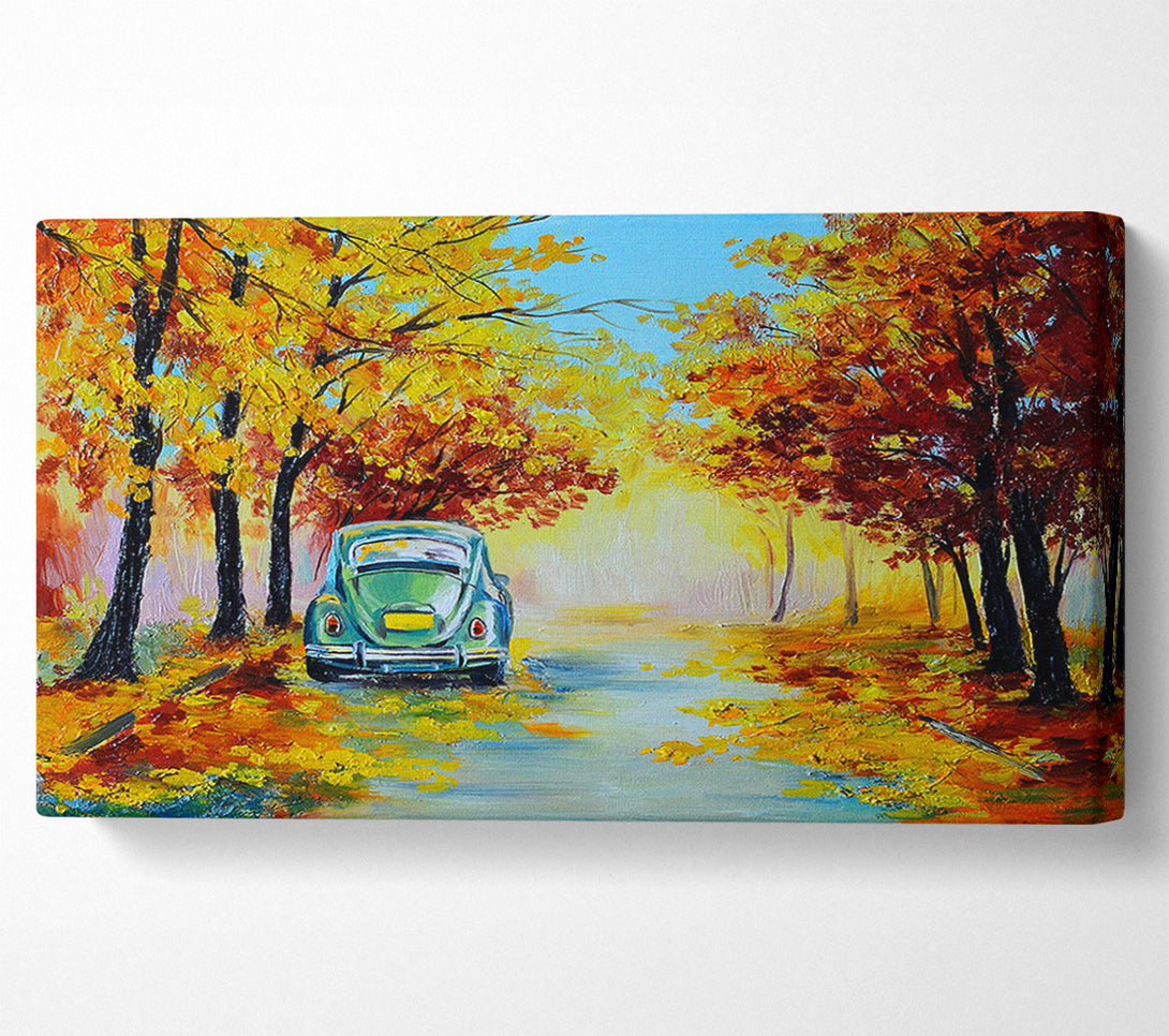  A Canvas Print of Vw Beatle In Autumn Canvas Wall Art