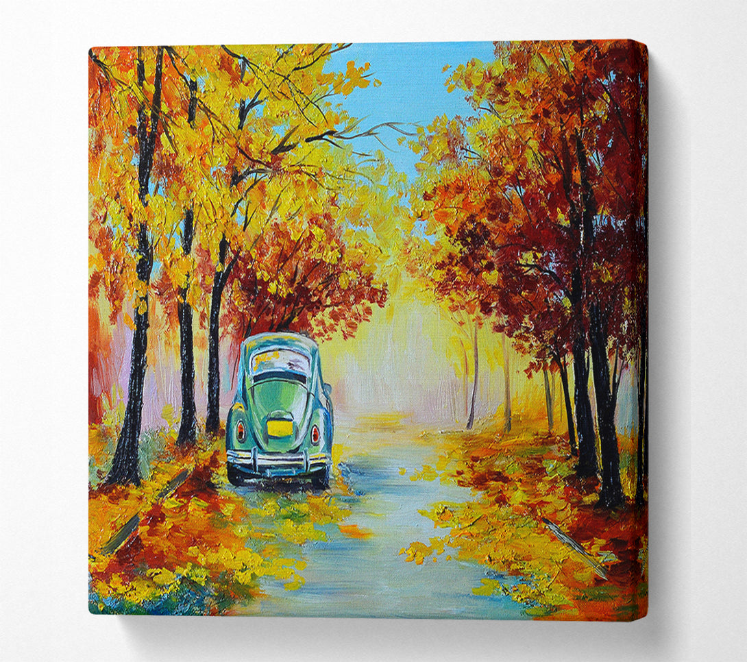  A Canvas Print of Vw Beatle In Autumn Canvas Wall Art