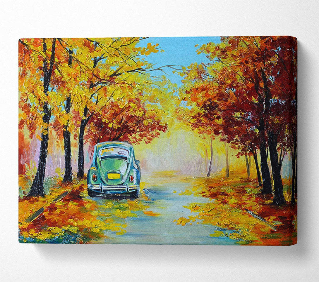  A Canvas Print of Vw Beatle In Autumn Canvas Wall Art