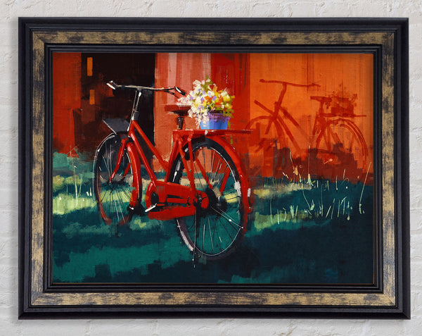 The Red Bike In Amsterdam Framed Print