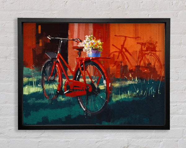 The Red Bike In Amsterdam Framed Print
