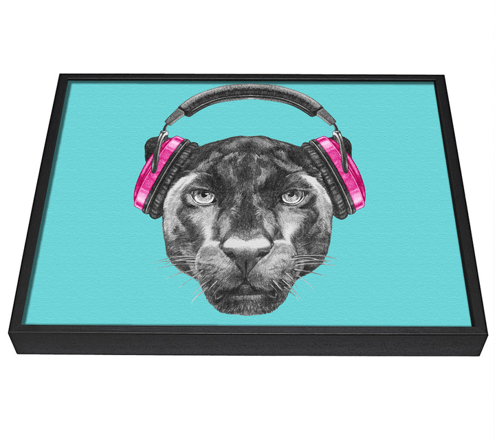 A picture of a Headphone Jaguar Dj framed canvas print sold by Wallart-Direct.co.uk