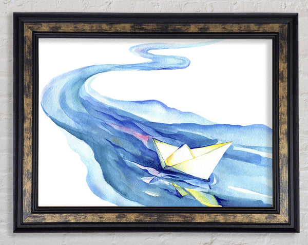 Paper Boat Down The Stream Framed Print