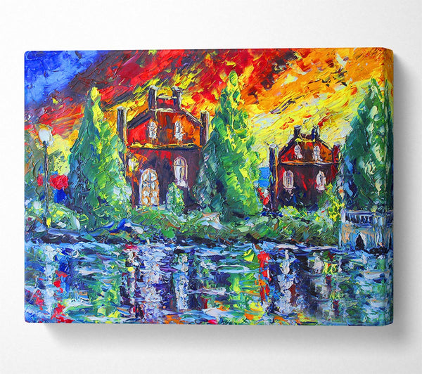  A Canvas Print of Red Sky Cottage Canvas Art