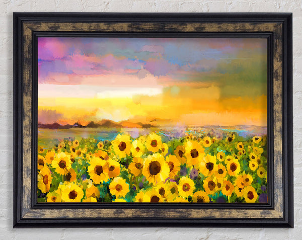 Pastel Sunflower Sunset Framed Print