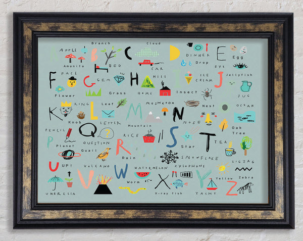 The Kids Alphabet Hand Drawn Framed Print