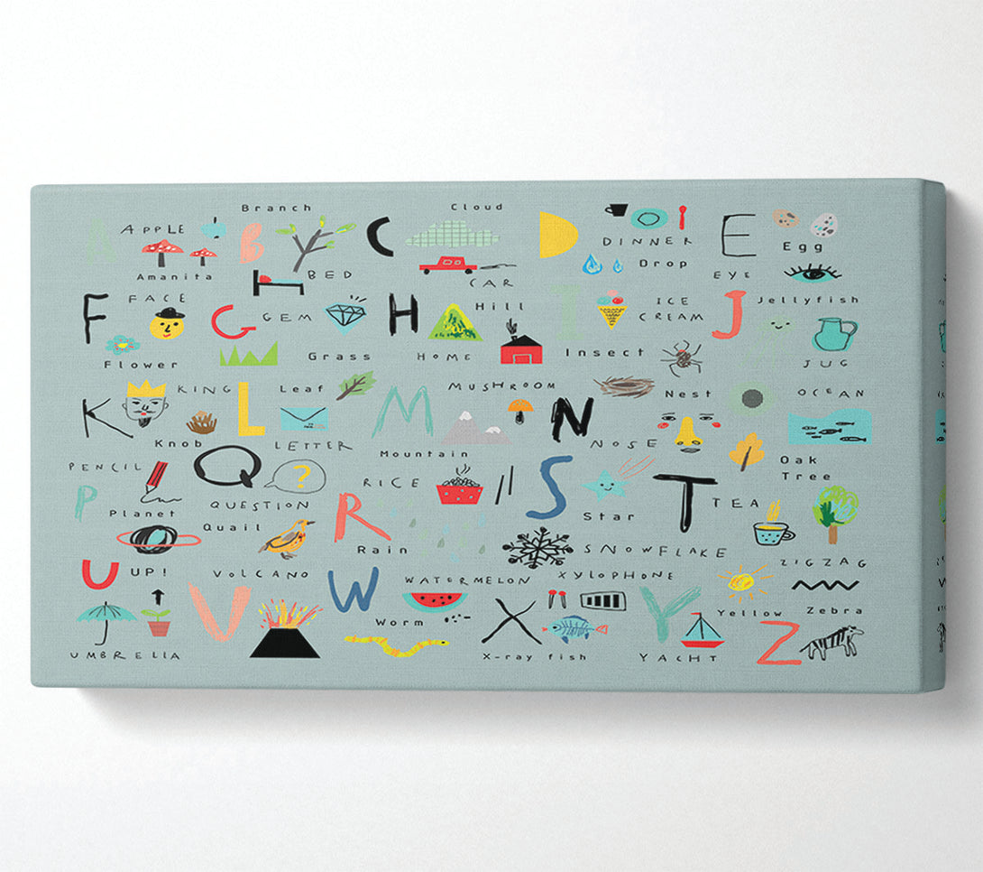  A Canvas Print of The Kids Alphabet Hand Drawn Canvas Print