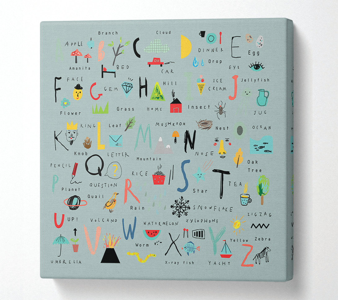  A Canvas Print of The Kids Alphabet Hand Drawn Canvas Print
