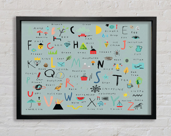 The Kids Alphabet Hand Drawn Framed Print