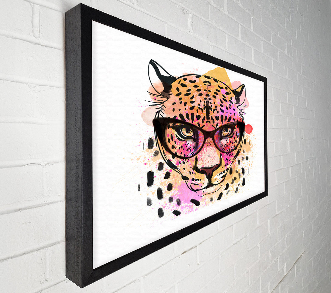  A Canvas Print of Peach Leopard Glasses Canvas Wall Art