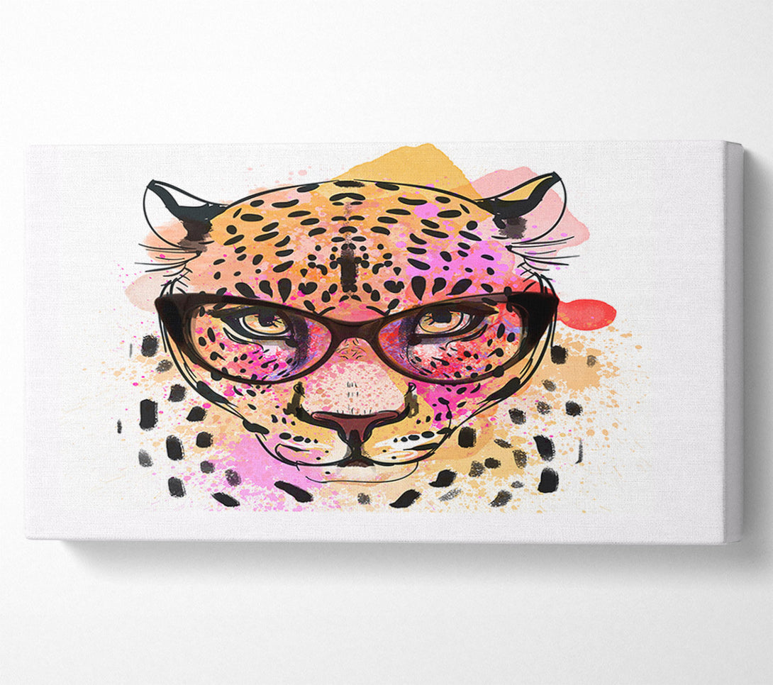  A Canvas Print of Peach Leopard Glasses Canvas Wall Art