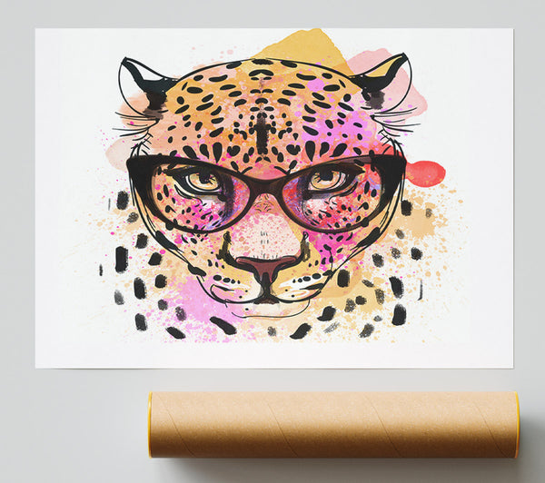 Peach Leopard Glasses Print