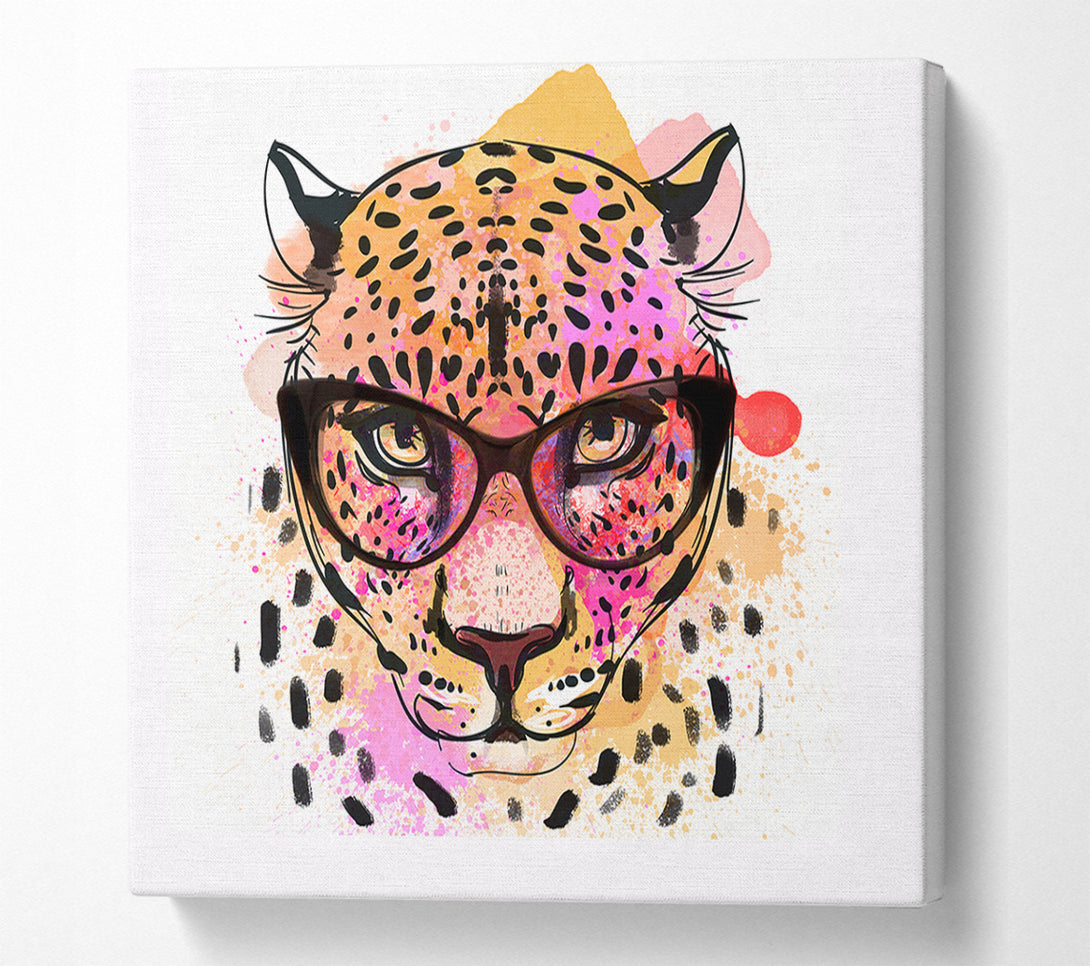  A Canvas Print of Peach Leopard Glasses Canvas Wall Art