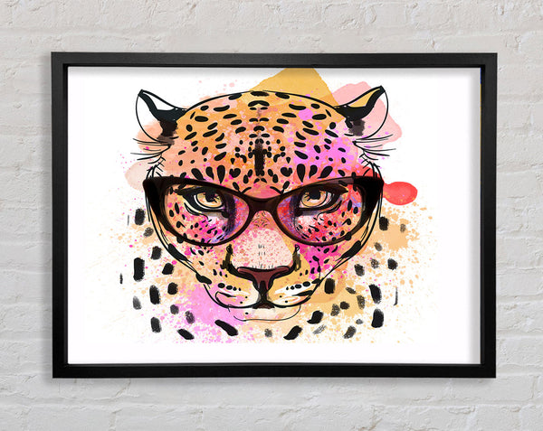 Peach Leopard Glasses Framed Print