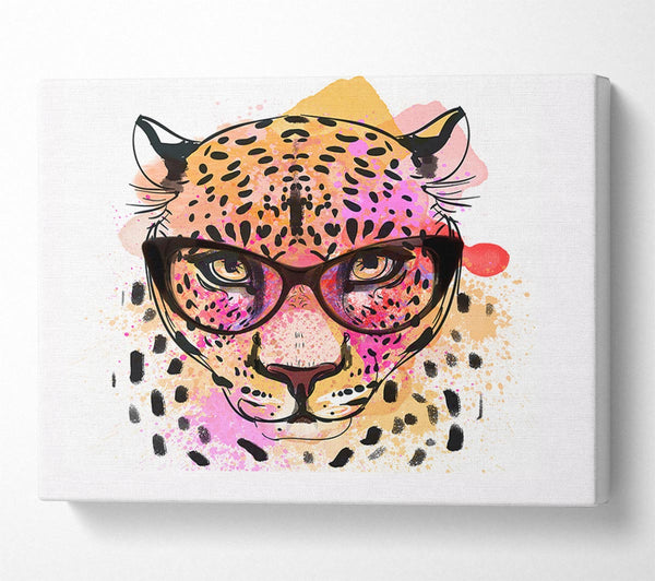  A Canvas Print of Peach Leopard Glasses Canvas Wall Art