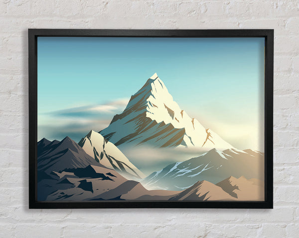 On Top A Mountain Peak Digital Framed Print