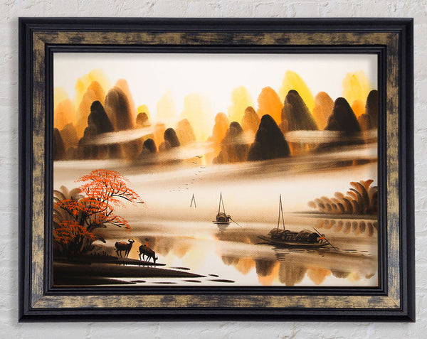 The Valley Of Deer View Framed Print