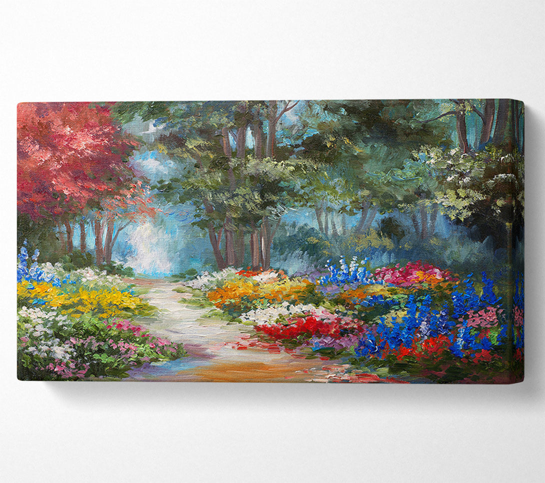  A Canvas Print of Flowers Leading Into The Forest Canvas Wall Art