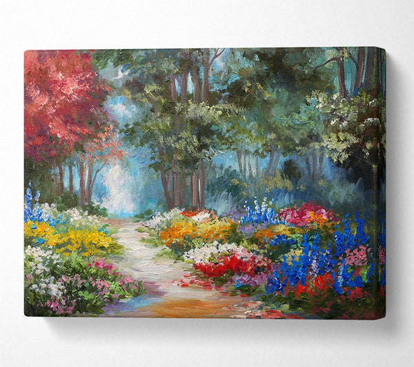  A Canvas Print of Flowers Leading Into The Forest Canvas Wall Art