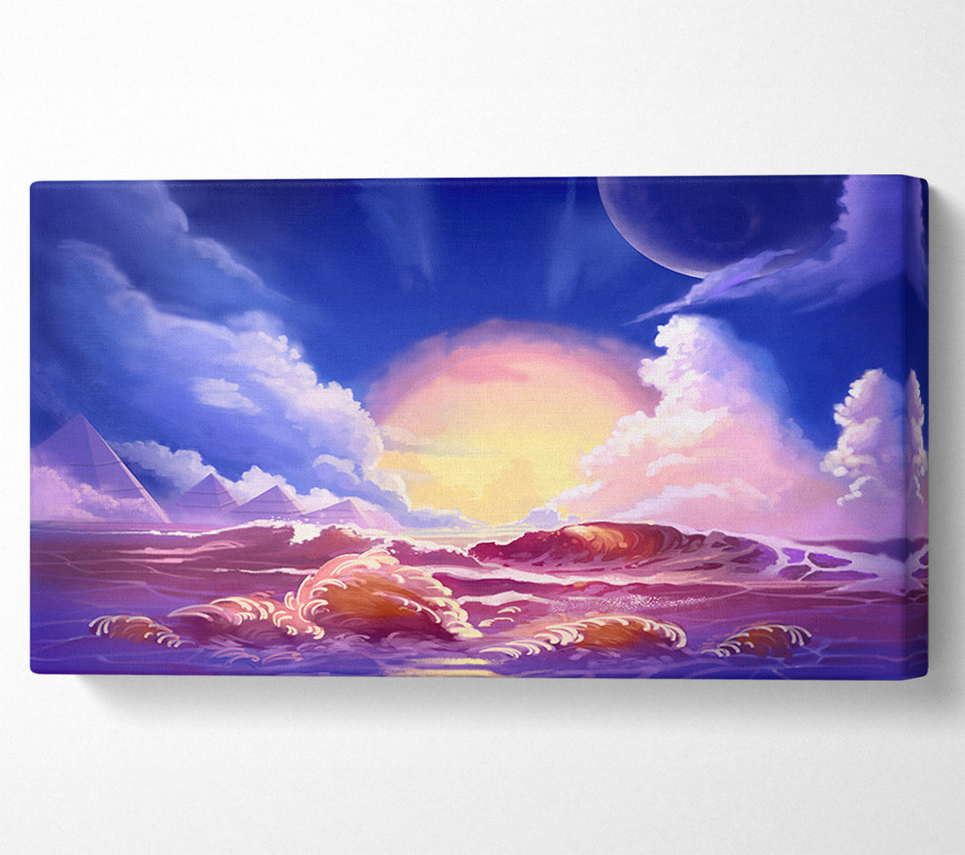  A Canvas Print of Sunset Over The Ocean Crash Canvas Print