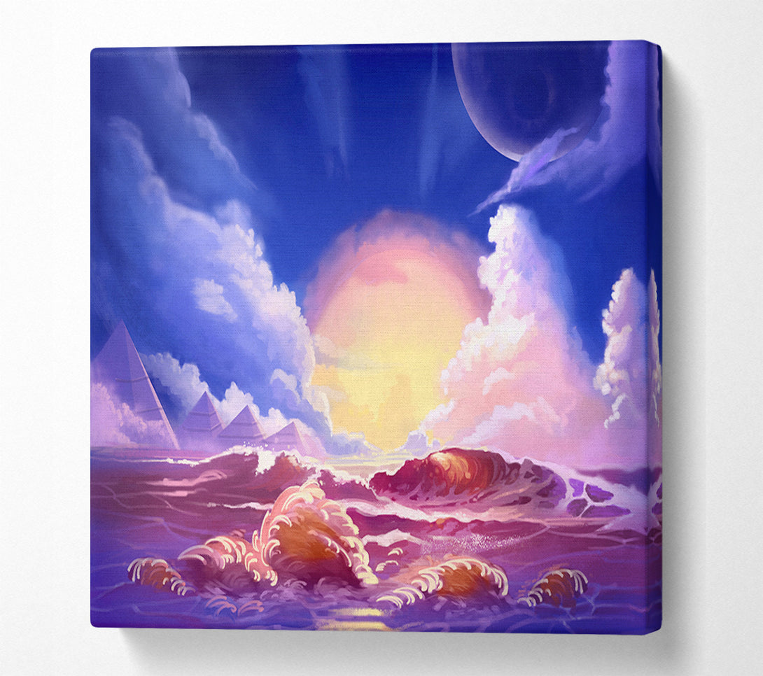  A Canvas Print of Sunset Over The Ocean Crash Canvas Print