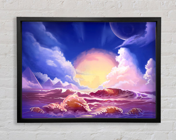 Sunset Over The Ocean Crash Framed Print