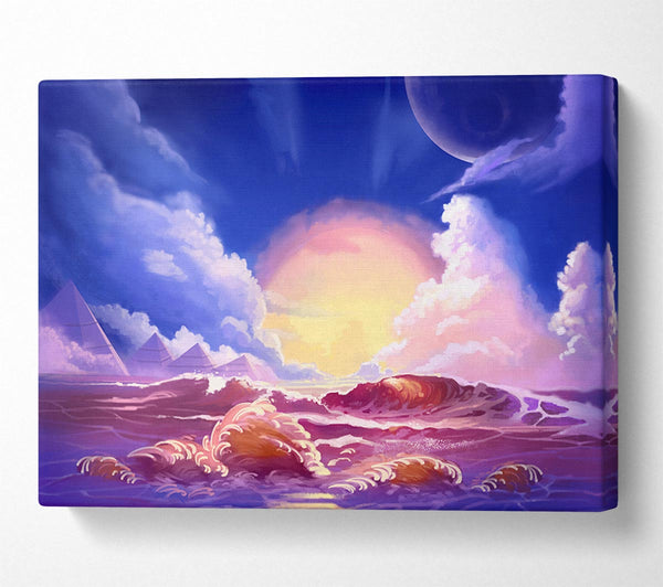  A Canvas Print of Sunset Over The Ocean Crash Canvas Print