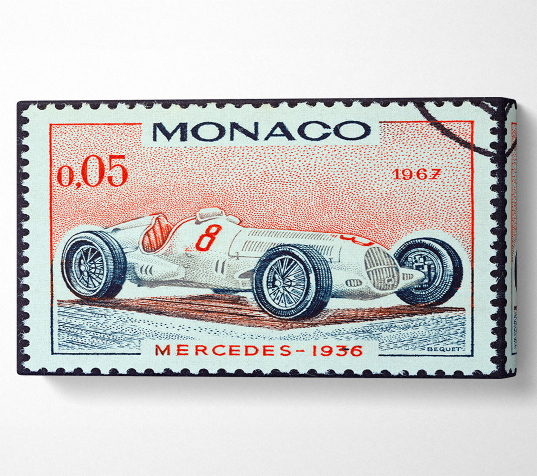  A Canvas Print of Monaco Race Stamp Canvas Art