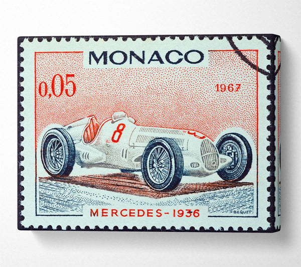  A Canvas Print of Monaco Race Stamp Canvas Art