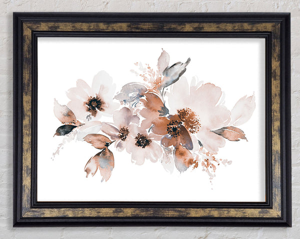 Blush Peach Flowers Framed Print