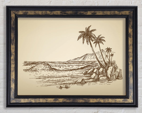 The Sepia Beach Framed Print