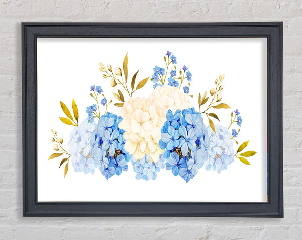 Blue And Beige Carnations Framed Print