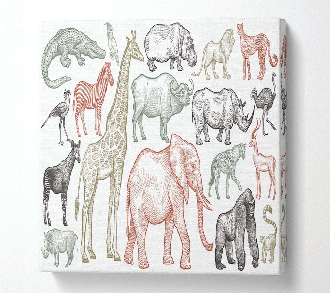 A Canvas Print of The Animal Kingdom Sketch Canvas Art